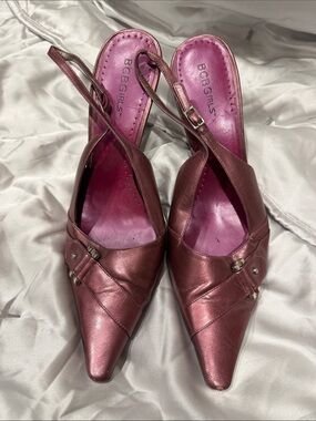 BCBGirls Metallic Plum Pointed Slingback Mules Y2K